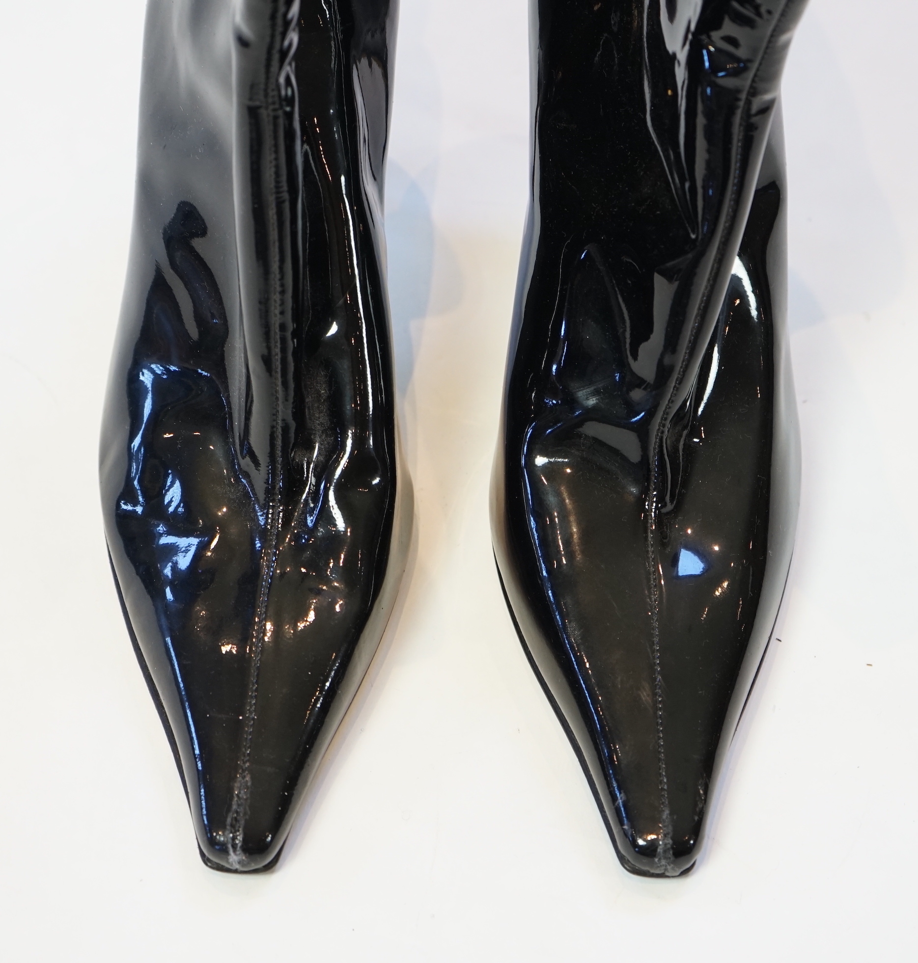 Two pairs of Jimmy Choo black leather heeled lady's boots, size EU 39